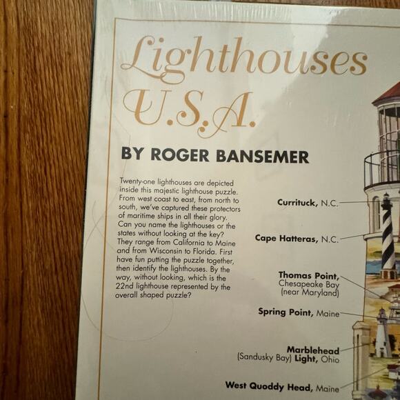 Lighthouses U.S.A. Sealed NOS Vintage Shaped Jigsaw Puzzle 600 Pieces New 2000 - Picture 10 of 11